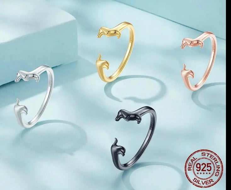 Dachshund Ring - Sterling Silver Dachshund Jewelry for Dog Lovers - 4 Colors-Dog Themed Jewellery-Dachshund, Jewellery, Ring-22
