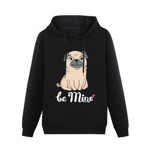 Be Mine Pug Love Women's Cotton Fleece Hoodie Sweatshirt-Apparel-Apparel, Hoodie, Pug, Sweatshirt-Black-XS-7