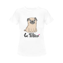 Load image into Gallery viewer, Be Mine Pug Women&#39;s Cotton T-Shirts-Apparel-Apparel, Pug, Shirt, T Shirt-White-Small-2