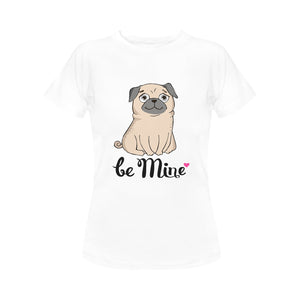 Be Mine Pug Women's Cotton T-Shirts-Apparel-Apparel, Pug, Shirt, T Shirt-White-Small-2