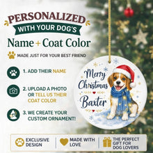 Load image into Gallery viewer, Beagle Dog Ornament - Watercolor Artwork Merry Christmas Design - Personalized with Name-Christmas Ornament-Beagle,Christmas,Personalize Artwork-2