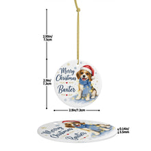 Load image into Gallery viewer, Beagle Dog Ornament - Watercolor Artwork Merry Christmas Design - Personalized with Name-Christmas Ornament-Beagle,Christmas,Personalize Artwork-4