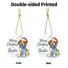 Load image into Gallery viewer, Beagle Dog Ornament - Watercolor Artwork Merry Christmas Design - Personalized with Name-Christmas Ornament-Beagle,Christmas,Personalize Artwork-5