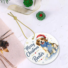 Load image into Gallery viewer, Beagle Dog Ornament - Watercolor Artwork Merry Christmas Design - Personalized with Name-Christmas Ornament-Beagle,Christmas,Personalize Artwork-6