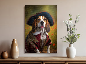 Renaissance Reverie Beagle Wall Art Poster-Art-Beagle, Dog Art, Dog Dad Gifts, Dog Mom Gifts, Home Decor, Poster-Framed Light Canvas-Tiny - 8x10"-8