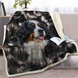 Image of a super cute Bernese Mountain Dog Blanket for Bernese Mountain Dog Gift Lovers
