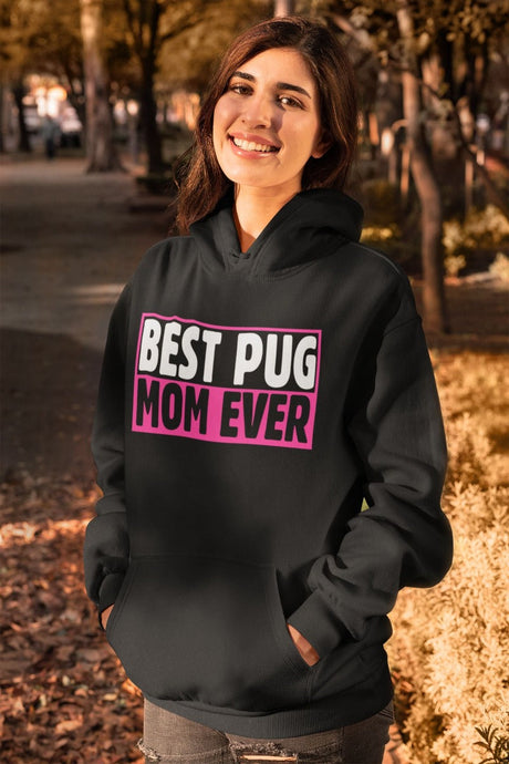 Best Pug Mom Ever Women's Cotton Fleece Hoodie Sweatshirt - 4 Colors-Apparel-Apparel, Hoodie, Pug, Sweatshirt-Black-XS-1