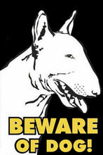 Load image into Gallery viewer, Beware of Bull Terrier Tin Sign Boards-Sign Board-Denim Meow-Medium-Bull Terrier - Black BG-iLoveMy.Pet