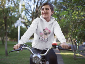 Bicycle Girl Pug Love Women's Cotton Fleece Hoodie Sweatshirt - 4 Colors-Apparel-Apparel, Hoodie, Pug, Sweatshirt-9