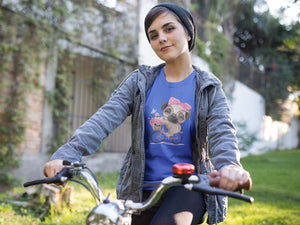 Bicycle Girl Pug Love Women's Cotton T-Shirt - 5 Colors-Apparel-Apparel, Pug, Shirt, T Shirt-4