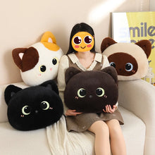 Load image into Gallery viewer, Black Cat Pillow - Cute Black Cat Face Plush Pillow-6