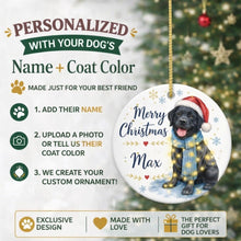 Load image into Gallery viewer, Black Labrador Dog Ornament - Watercolor Artwork Merry Christmas Design - Personalized with Name-Christmas Ornament-Black Labrador,Christmas,Personalize Artwork-2