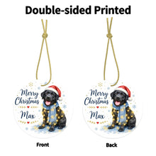 Load image into Gallery viewer, Black Labrador Dog Ornament - Watercolor Artwork Merry Christmas Design - Personalized with Name-Christmas Ornament-Black Labrador,Christmas,Personalize Artwork-4