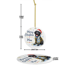 Load image into Gallery viewer, Black Labrador Dog Ornament - Watercolor Artwork Merry Christmas Design - Personalized with Name-Christmas Ornament-Black Labrador,Christmas,Personalize Artwork-5