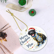 Load image into Gallery viewer, Black Labrador Dog Ornament - Watercolor Artwork Merry Christmas Design - Personalized with Name-Christmas Ornament-Black Labrador,Christmas,Personalize Artwork-6