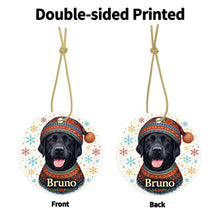 Load image into Gallery viewer, Black Labrador Ornament - Christmas Folk Art Design - Personalize with Photo and Name