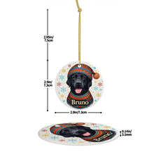 Load image into Gallery viewer, Black Labrador Ornament - Christmas Folk Art Design - Personalize with Photo and Name