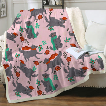 Merry Merry Black Labs Christmas Soft Warm Fleece Blanket-Blanket-Black Labrador, Blankets, Christmas, Home Decor, Labrador-Soft Pink-Small-2