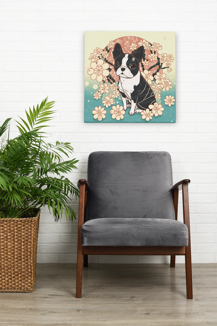 Cherry Blossom Charm Boston Terrier Wall Art Poster-Art-Boston Terrier, Dog Art, Dog Dad Gifts, Dog Mom Gifts, Home Decor, Poster-8
