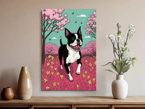Cherry Blossom Frolic Boston Terrier Wall Art Poster-Art-Boston Terrier, Dog Art, Dog Dad Gifts, Dog Mom Gifts, Home Decor, Poster-8