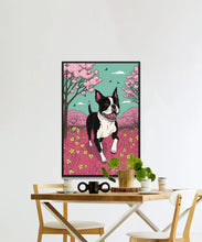 Load image into Gallery viewer, Cherry Blossom Frolic Boston Terrier Wall Art Poster-Art-Boston Terrier, Dog Art, Dog Dad Gifts, Dog Mom Gifts, Home Decor, Poster-2