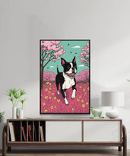 Load image into Gallery viewer, Cherry Blossom Frolic Boston Terrier Wall Art Poster-Art-Boston Terrier, Dog Art, Dog Dad Gifts, Dog Mom Gifts, Home Decor, Poster-3