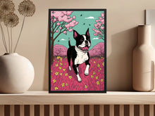 Load image into Gallery viewer, Cherry Blossom Frolic Boston Terrier Wall Art Poster-Art-Boston Terrier, Dog Art, Dog Dad Gifts, Dog Mom Gifts, Home Decor, Poster-4