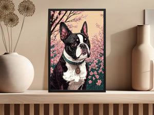 Cherry Blossom Serenade Boston Terrier Wall Art Poster-Art-Boston Terrier, Dog Art, Dog Dad Gifts, Dog Mom Gifts, Home Decor, Poster-4