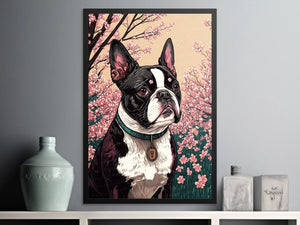 Cherry Blossom Serenade Boston Terrier Wall Art Poster-Art-Boston Terrier, Dog Art, Dog Dad Gifts, Dog Mom Gifts, Home Decor, Poster-6
