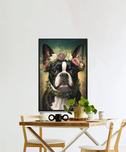Load image into Gallery viewer, Floral Coronation Boston Terrier Wall Art Poster-Art-Boston Terrier, Dog Art, Dog Dad Gifts, Dog Mom Gifts, Home Decor, Poster-2