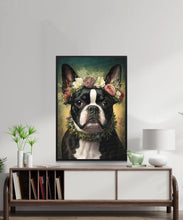 Load image into Gallery viewer, Floral Coronation Boston Terrier Wall Art Poster-Art-Boston Terrier, Dog Art, Dog Dad Gifts, Dog Mom Gifts, Home Decor, Poster-3
