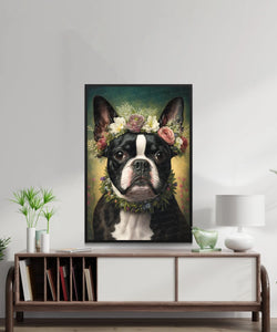 Floral Coronation Boston Terrier Wall Art Poster-Art-Boston Terrier, Dog Art, Dog Dad Gifts, Dog Mom Gifts, Home Decor, Poster-3
