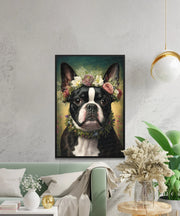 Floral Coronation Boston Terrier Wall Art Poster-Art-Boston Terrier, Dog Art, Dog Dad Gifts, Dog Mom Gifts, Home Decor, Poster-5