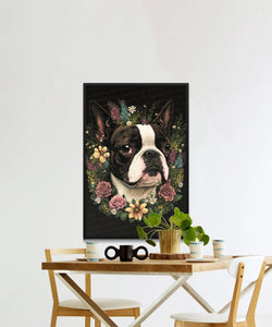 Floral Embrace Blooming Boston Terrier Wall Art Poster-Art-Boston Terrier, Dog Art, Dog Dad Gifts, Dog Mom Gifts, Home Decor, Poster-2