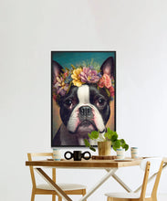 Load image into Gallery viewer, Flower Tiara Boston Terrier Wall Art Poster-Art-Boston Terrier, Dog Art, Dog Dad Gifts, Dog Mom Gifts, Home Decor, Poster-2