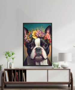 Flower Tiara Boston Terrier Wall Art Poster-Art-Boston Terrier, Dog Art, Dog Dad Gifts, Dog Mom Gifts, Home Decor, Poster-3