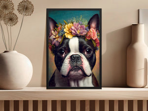 Flower Tiara Boston Terrier Wall Art Poster-Art-Boston Terrier, Dog Art, Dog Dad Gifts, Dog Mom Gifts, Home Decor, Poster-4