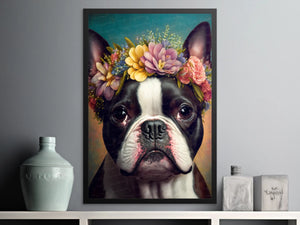Flower Tiara Boston Terrier Wall Art Poster-Art-Boston Terrier, Dog Art, Dog Dad Gifts, Dog Mom Gifts, Home Decor, Poster-6