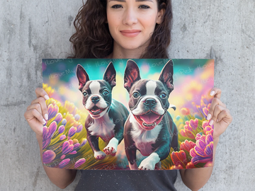 Kaleidoscopic Garden Boston Terriers Wall Art Poster-Art-Boston Terrier, Dog Art, Home Decor, Poster-2