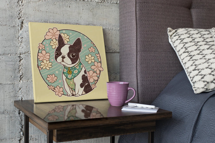 Sakura Serenade Boston Terrier Wall Art Poster-Art-Boston Terrier, Dog Art, Dog Dad Gifts, Dog Mom Gifts, Home Decor, Poster-1