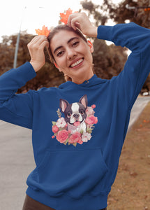 Boston Terrier and Flowers Love Women's Cotton Fleece Hoodie Sweatshirt - 4 Colors-Apparel-Apparel, Boston Terrier, Hoodie, Sweatshirt-10