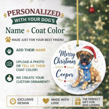 Load image into Gallery viewer, Boxer Dog Ornament - Watercolor Artwork Merry Christmas Design - Personalized with Name-Christmas Ornament-Boxer,Christmas,Personalize Artwork-2