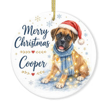 Load image into Gallery viewer, Boxer Dog Ornament - Watercolor Artwork Merry Christmas Design - Personalized with Name-Christmas Ornament-Boxer,Christmas,Personalize Artwork-3