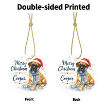 Load image into Gallery viewer, Boxer Dog Ornament - Watercolor Artwork Merry Christmas Design - Personalized with Name-Christmas Ornament-Boxer,Christmas,Personalize Artwork-4