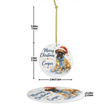 Load image into Gallery viewer, Boxer Dog Ornament - Watercolor Artwork Merry Christmas Design - Personalized with Name-Christmas Ornament-Boxer,Christmas,Personalize Artwork-5