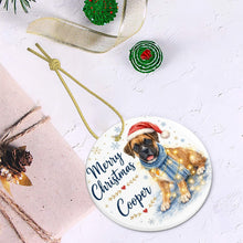 Load image into Gallery viewer, Boxer Dog Ornament - Watercolor Artwork Merry Christmas Design - Personalized with Name-Christmas Ornament-Boxer,Christmas,Personalize Artwork-6