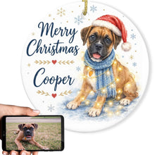 Load image into Gallery viewer, Boxer Dog Ornament - Watercolor Artwork Merry Christmas Design - Personalized with Name-Christmas Ornament-Boxer,Christmas,Personalize Artwork-1