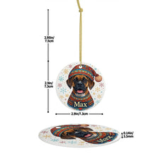 Load image into Gallery viewer, Boxer Ornament - Christmas Folk Art Design - Personalize with Photo and Name