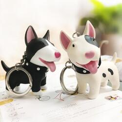 Image of two most delightful Bull Terrier keychains for Bull Terrier dog gift lovers