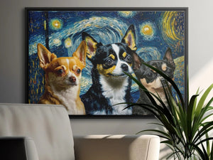 Starry Night Serenade Chihuahuas Wall Art Poster-Art-Chihuahua, Dog Art, Dog Dad Gifts, Dog Mom Gifts, Home Decor, Poster-3